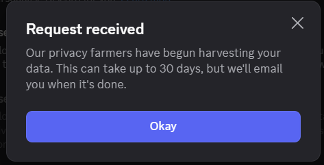 Discord Request received confirmation popup